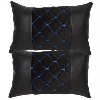2 Stück Auto Nackenkissen Nackenpolster Leder und gesticktes Polster Design FARBAUSWAHL